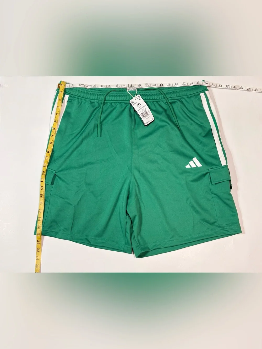 adidas originals Green Men’s 2XL Athletic Shorts with White Side Stripes